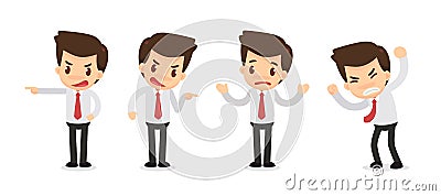 Set of Businessman character in actions. Displeased. Stock Photo