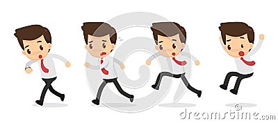 Set of Businessman character in actions. hurrying. Stock Photo