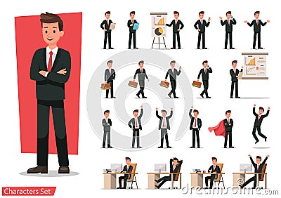 Set of Businessman character design Vector Illustration