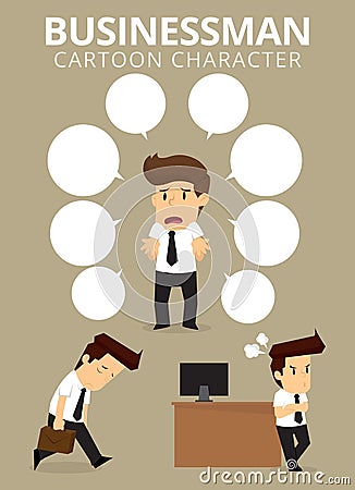 Set,Businessman Character Vector Illustration