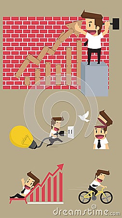 Set,Businessman Character Vector Illustration