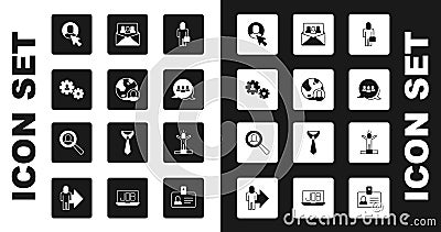 Set Businessman, Globe and people, Human with gear, Worker, Project team base, Productive human and Magnifying glass for Vector Illustration