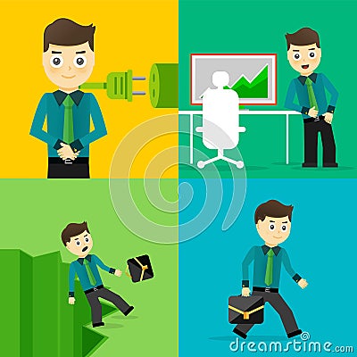 Set of businessman pose character concepts Vector Illustration