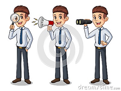 Set of businessman in shirt looking for poses Vector Illustration