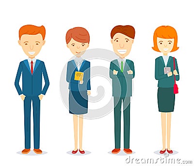 Set of Businessmen and businesswomen character in formal suits Vector Illustration