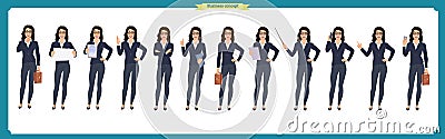 Set of Businesswoman character design with different poses.Illustration isolated vector. Women in office clothes. Business people. Vector Illustration