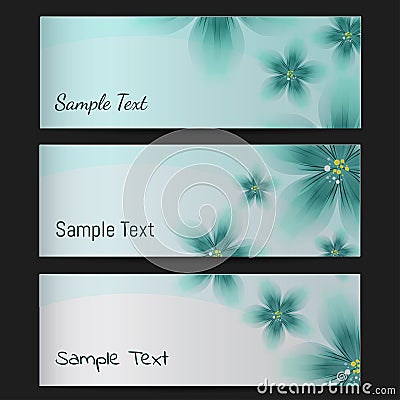 Set of Bussines Cards with Floral Pattern Stock Photo