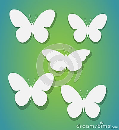 Set of butterflies. Vector silhouette. Paper art and craft style Vector Illustration