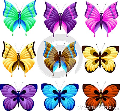 Set of butterfly Vector Illustration