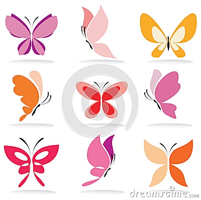 Set of butterfly icons Vector Illustration