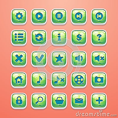 Set of buttons for glamorous game interface and Web design Vector Illustration