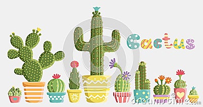 Set of cacti Vector Illustration