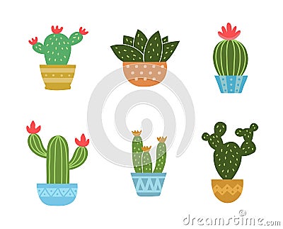 Set of cactus icon collection. Vector Vector Illustration