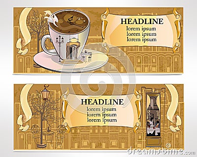 Set of cafe banners Vector Illustration