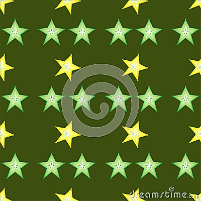 Set of calambol slieces on green background Stock Photo