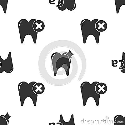 Set Calcium for tooth, Tooth whitening concept and Tooth with caries on seamless pattern. Vector Vector Illustration