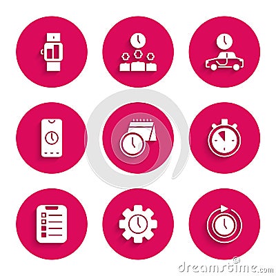 Set Calendar and clock, Time Management, Clock with arrow, Stopwatch, To do list or planning, Alarm app mobile, travel Stock Photo