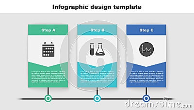 Set Calendar, Test tube and flask and Graph, schedule, chart, diagram. Business infographic template. Vector Vector Illustration