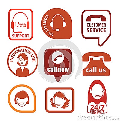 Set of call center operator icons. vector Vector Illustration