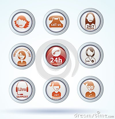 Set of call center operator icons. vector. Vector Illustration