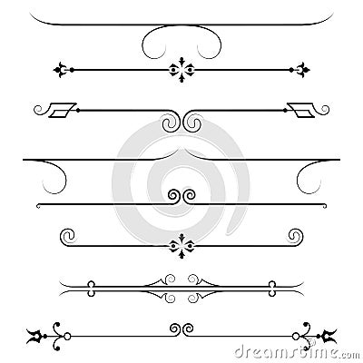 Set of calligraphic design elements and page decor Vector Illustration