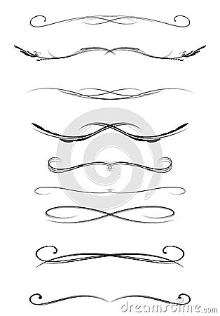 Set of calligraphic lines dividers, Vector Illustration