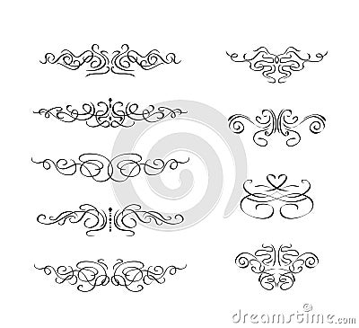 Set of Calligraphic Swirl Element Vector Illustration