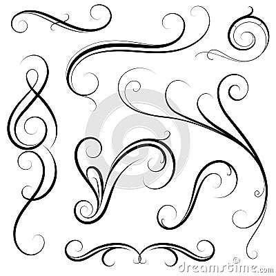 Set of calligraphic swirls Vector Illustration