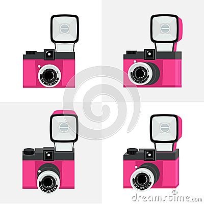 Set of cameras Cartoon Illustration