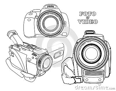 Set of cameras Vector Illustration