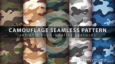 Set camouflage military seamless pattern Vector Illustration