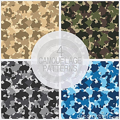 Set of camouflage patterns. Vector illustration. Vector Illustration