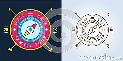 Set of Camping, Adventure, Expedition Logo Vector Illustration. Badge. Outdoor Leisure, Compass, Stamp. Vintage Typography Design Vector Illustration