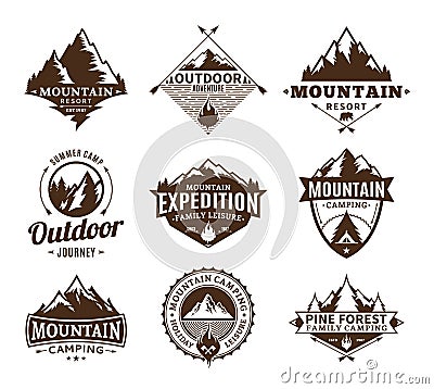 Set of camping and outdoor activity logo Vector Illustration