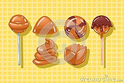 set of candies caramel Vector Illustration