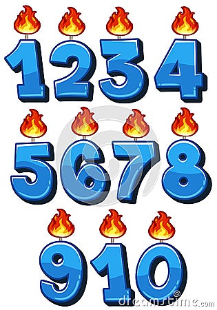 A set of candle numbers Vector Illustration