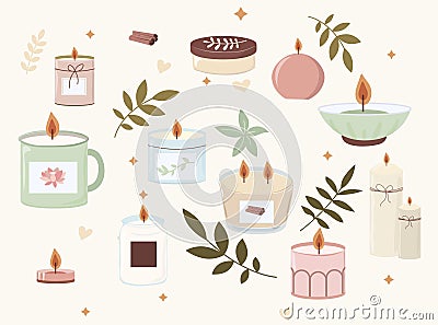 Set of candles Vector Illustration