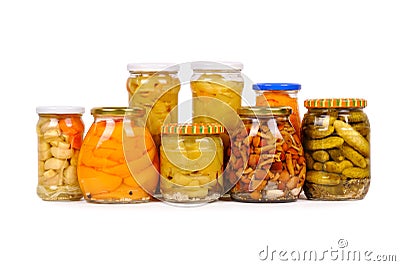 Set of canned vegetables. Stock Photo