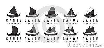 Set of canoe sail logo icon vector template Vector Illustration