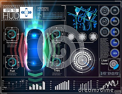 Set car. Driverless car. Self driving vehicle. Future concepts smart auto. Vector Illustration