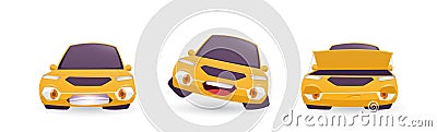 Set of car illustration cartoons with different colors Vector Illustration