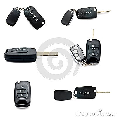 Set of car keys isolated Stock Photo