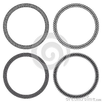 Set of car, motorcycle, bicycle and tank tire tracks Vector Illustration