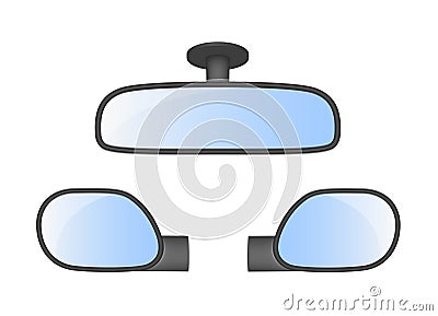 Set of car rear view mirrors Vector Illustration