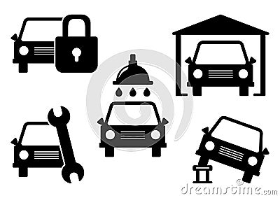 Set of car service icons. Vector illustration Cartoon Illustration