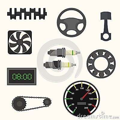 Set of car spare parts. Vector Illustration