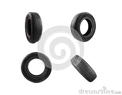 Set of Car tire isolated Stock Photo