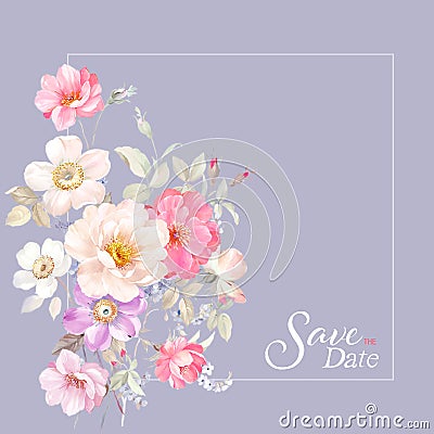 Set of card with flower rose, leaves. Stock Photo