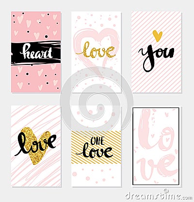 Set card Love lettering for poster Vector Illustration