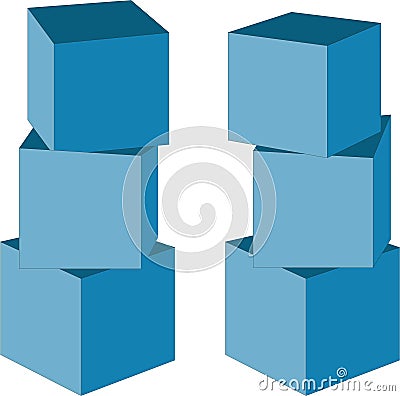 set of cardboard boxes blue color. Vector Illustration